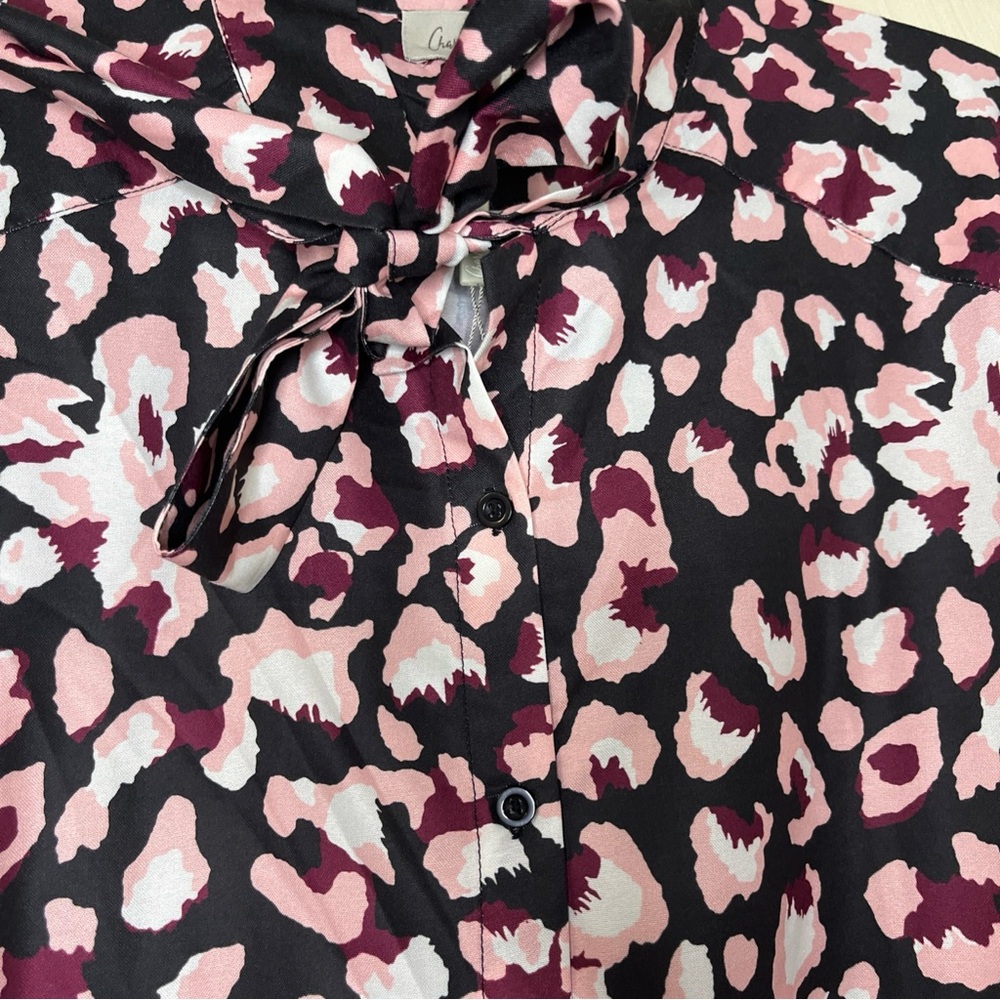 Charlie Paige Pink and Black Animal Print Blouse - Picture 5 of 11